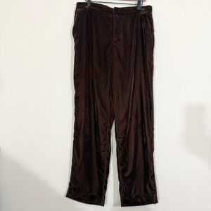 A New Day Women's Brown Velvet Wide Leg Elastic Back Waistband Trousers